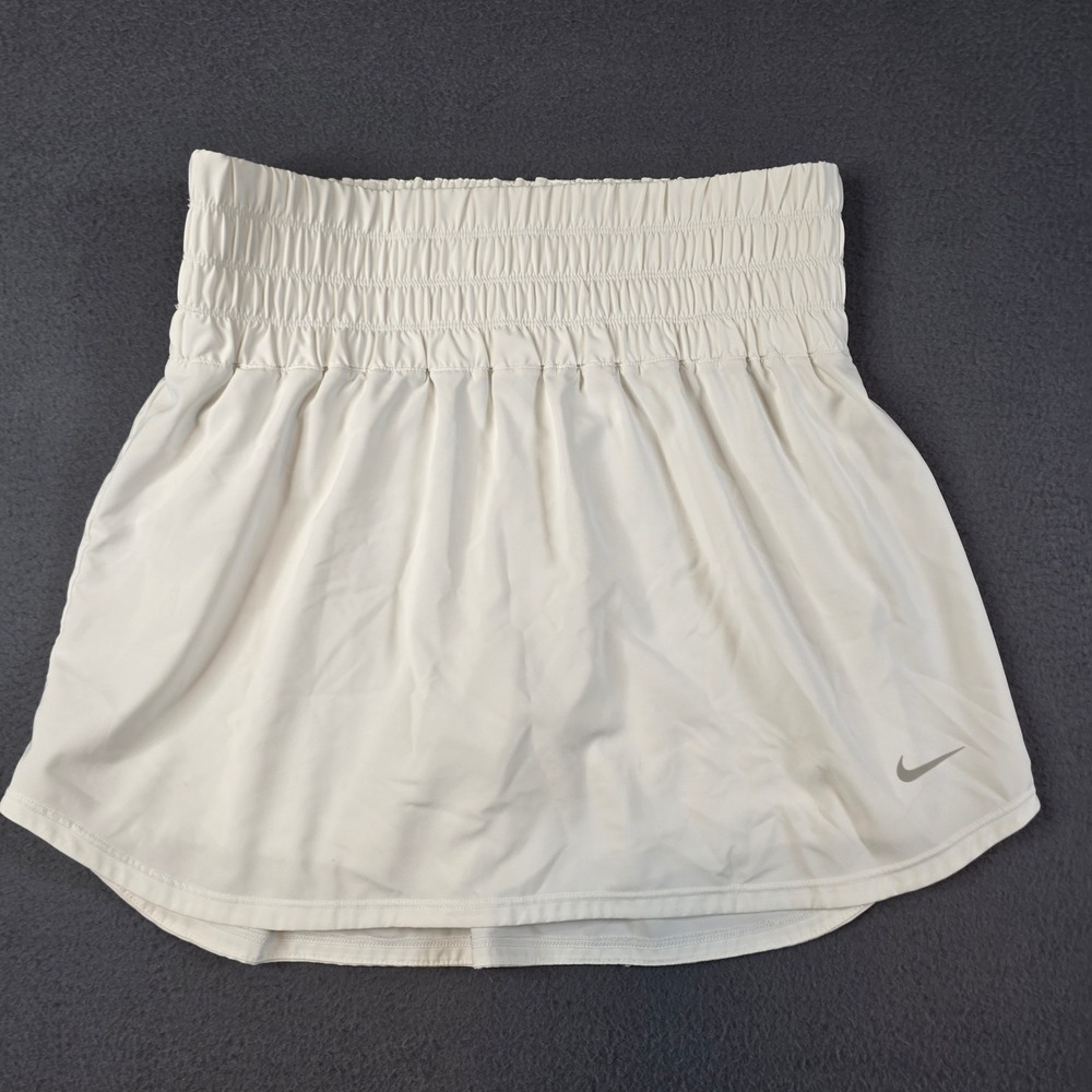 Nike Skort Women Size M White Dri-Fit Smocked High Waist Activewear